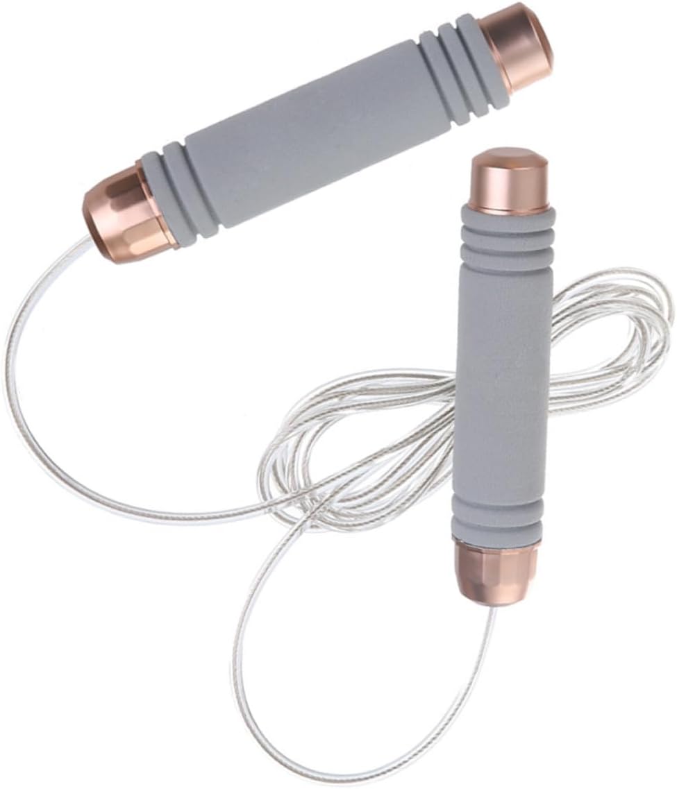 POPETPOP Weighted Skipping Rope for Fitness for Home Outdoor Workouts Lightweight Design Grey Rose Gold for Adults Beginners