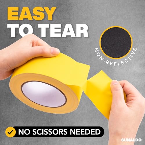 Image of Gaffers Tape Heavy Duty, Easy to Rip, Residue-Free Professional Grade Floor Tape for Electrical Cords, Matte Finish Non Reflective, Weather Resistant (1, Yellow, 2 inch x 30 Yards)