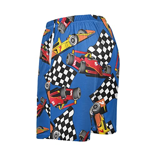 Pigsaly Hippie Vintage Racing Cars Men's Athletic Shorts Race Car Flag Men's Pajama Bottoms Men's Hiking Shorts L4