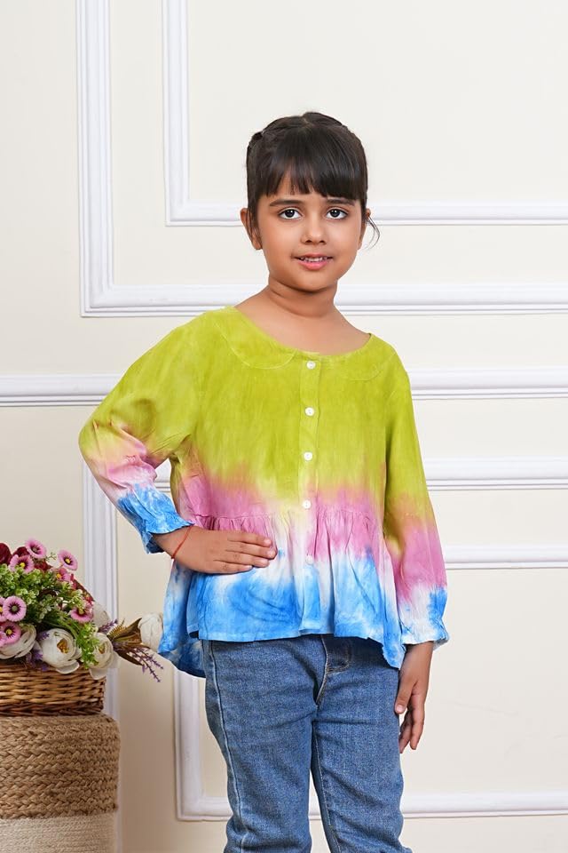 Image of Maaesa Women & Girls Mother Daughter Matching Kaftan Combo || Crepe Rayon Tie-Dyed Kaftan || Casual Wear || Family Twinning Outfit