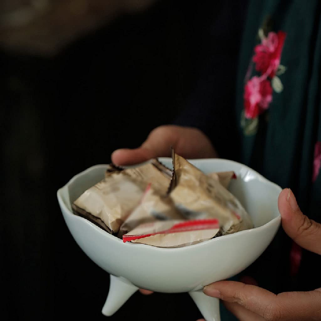 Unregelmäßiger Keramikteller, Trockenobst, Snackteller, Stelzen, Erfrischungstablett, Obsttablett, Salatschüssel, dekorativer Teller, Geschirr (weiß)