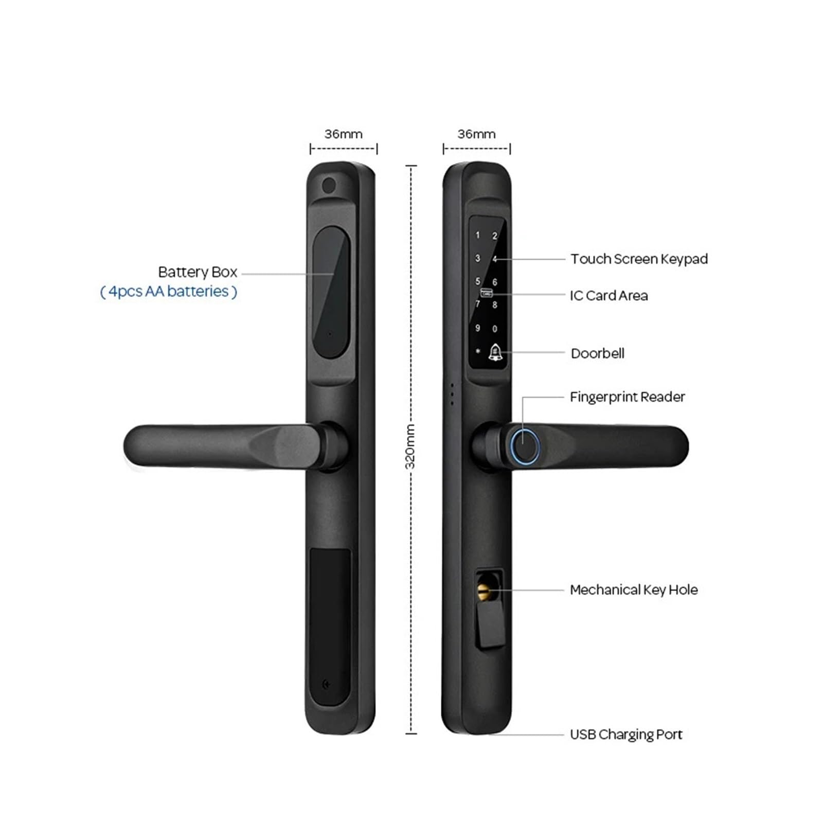 Serrure de Porte Intelligente étanche Tuya WiFi, Serrure biométrique(A6 TYG 3585hook)