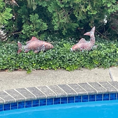 G/N CLYB Antique Copper Koi Fish Sculpture Garden Pond Outdoor Decor