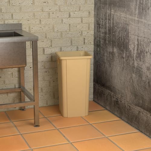 Image of Square Commercial Trash Can (Trash Can, Beige, 23 Gallon)