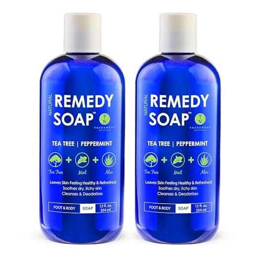 Remedy Soap Pack of 2, Helps Wash Away Body Odor, Soothe Athlete’s Foot, Ringworm, Jock Itch, Yeast Infections and Skin Irritations. 100% Natural with Tea Tree Oil, Mint & Aloe 12 oz