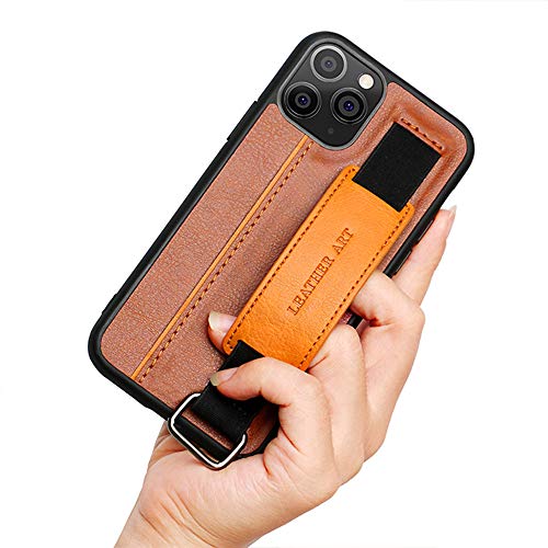 Compatible with iPhone 12 Case,Designed for iPhone 12 Pro Case, with Kickstand Wristband/Wallet Card Holder Slot 6.1 inch Shockproof Drop Phone Cases (Brown)