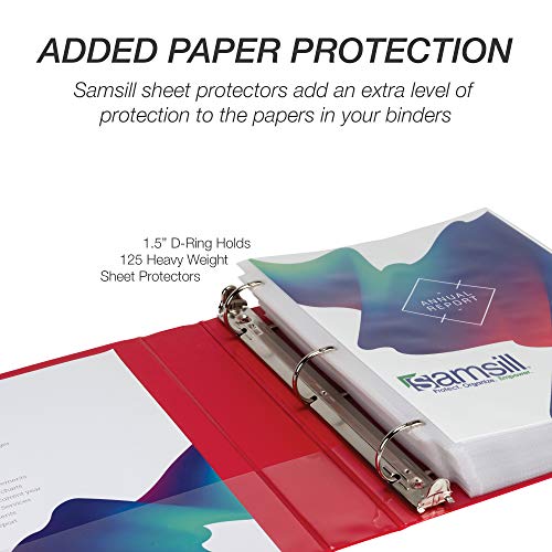 Image of Samsill Durable 1.5 inch 3 Ring Binder, D Ring Binder, 100% Recycled Chipboard, Red, 12 Pack