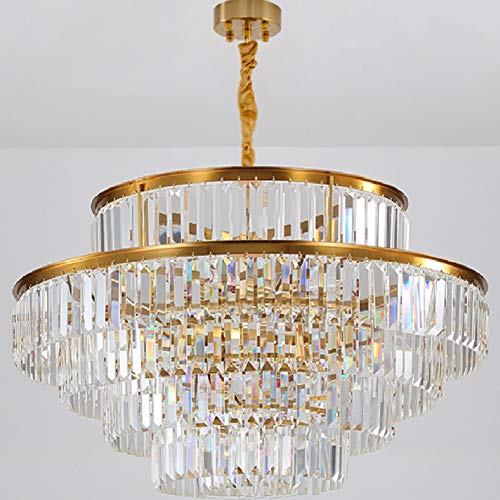 Modern Crystal Chandelier Ceiling Light, Gold Chandelier Pendant Lighting, Luxury Chandelier Light Fixture for Kitchen Bedroom Dining Room Living Room, Dia 24 Inch Crystal Hanging Light