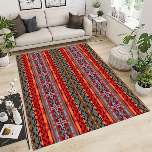Tapis motifs indiens traditionnels aux finitions géométriques durables - 2