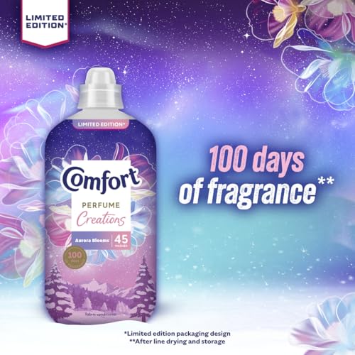 Comfort Perfume Creations Aurora Blooms with Motion-Activated Fragrance Technology Fabric Conditioner for 100 days of fragrance 45 washes(1.35 L) - Multipack of 6