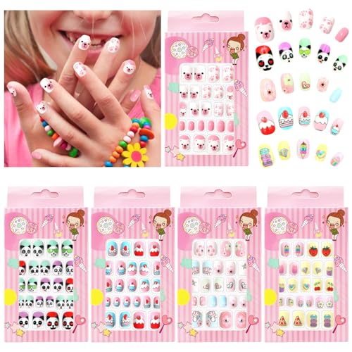 ZOCONE 120 PCS Uñas Postizas de Niñas, Uñas de Postizas para Niña de Cubierta Completa Cortas...