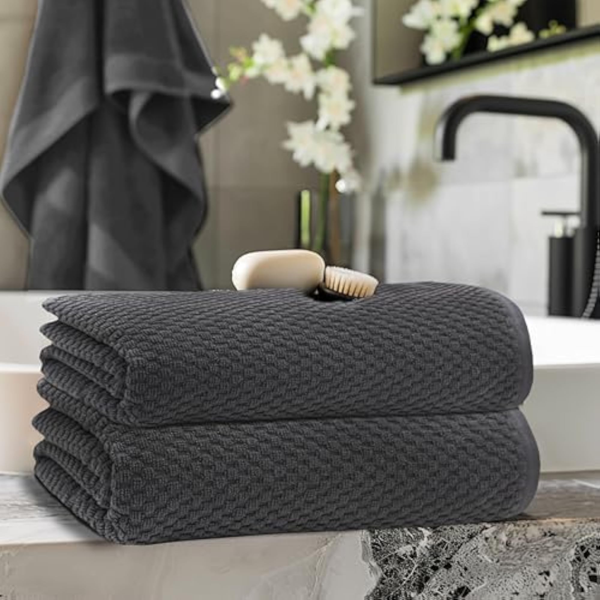 Euro Spa Waffle Weave Bath Sheets - Set of 2 Grey