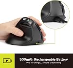 DELUX Left Handed Vertical Mouse, Reduce Hands Strain Rechargeable Silent BT Wireless Ergonomic Mouse with USB Receiver, 6 Buttons and 4000 DPI for Carpal Tunnel (M618ZD-Iron Grey)