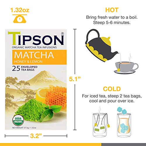 Té Matcha Orgánico sabor limón miel 25 bolsitas miniatura 6