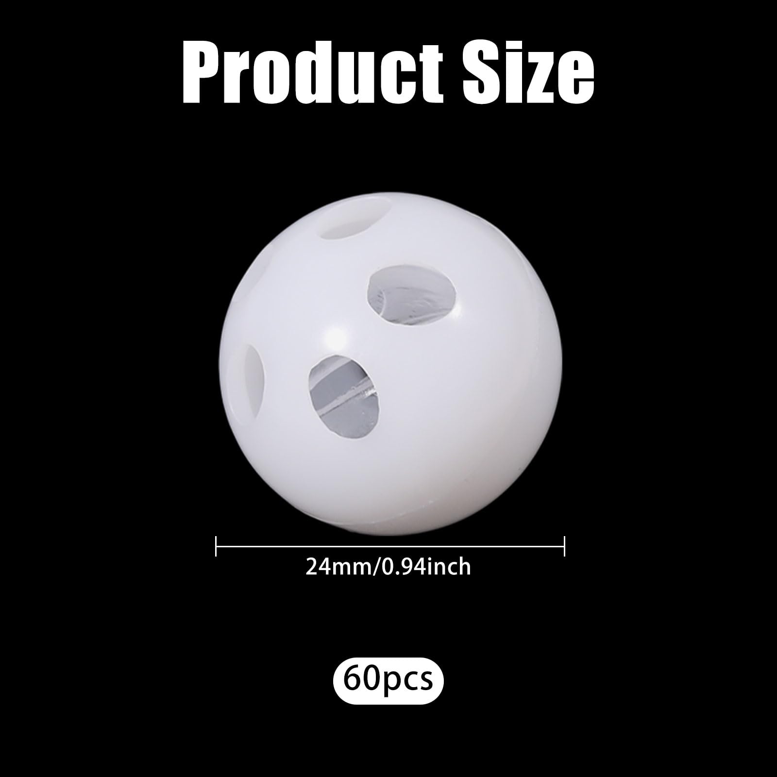 FREEBLOSS 60pcs Rattle Balls Inserts White Noise Maker Inserts for Animal Puppet Toy Rattle Box Repair 0.95" - Image 2