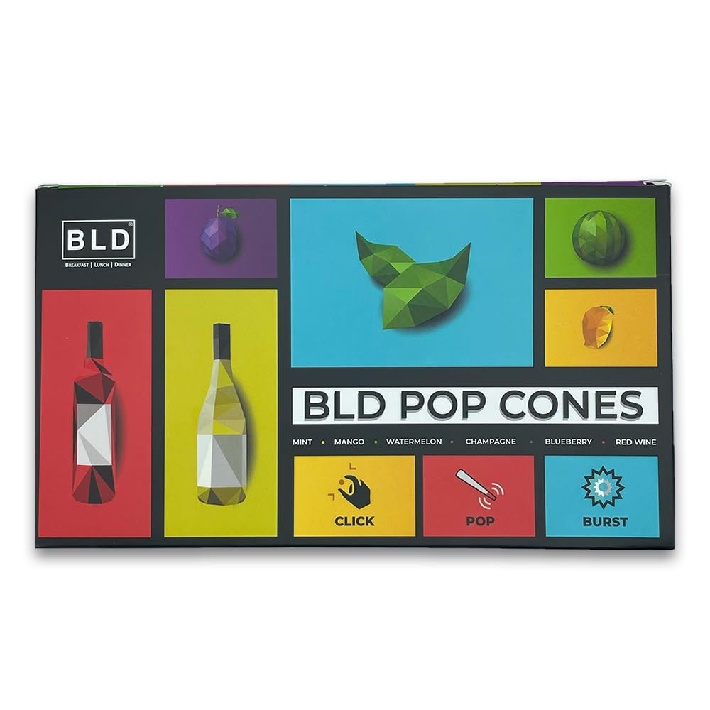 BLD POP & Burst Flavored Pre Rolled Cones - Brown - Variety Pack with Mint, Mango, Watermelon, Champagne, Blue Berry, Red Wine Flavors - King Size 109mm