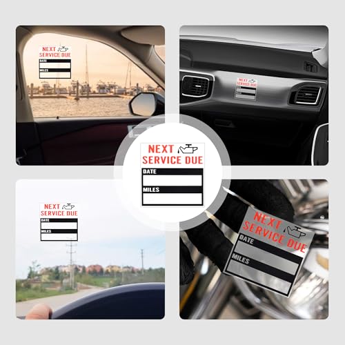 Image of 300PCS Car Oil Change Stickers for Windshield,Next Service Due Sticker,2 inchx2 inch Removable Vinyl Stickers for Most Cars Trucks SUVs (Red 1)