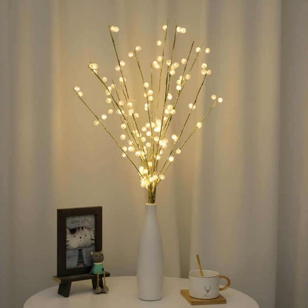 Ulalaza 70cm 2 Branches 40 LED Bulbs Twig Lamp Battery Operated LED Lighted Willow Branches Vase Fillers Use for Christmas Home Party Decoration Indoor Outdoor — image 1