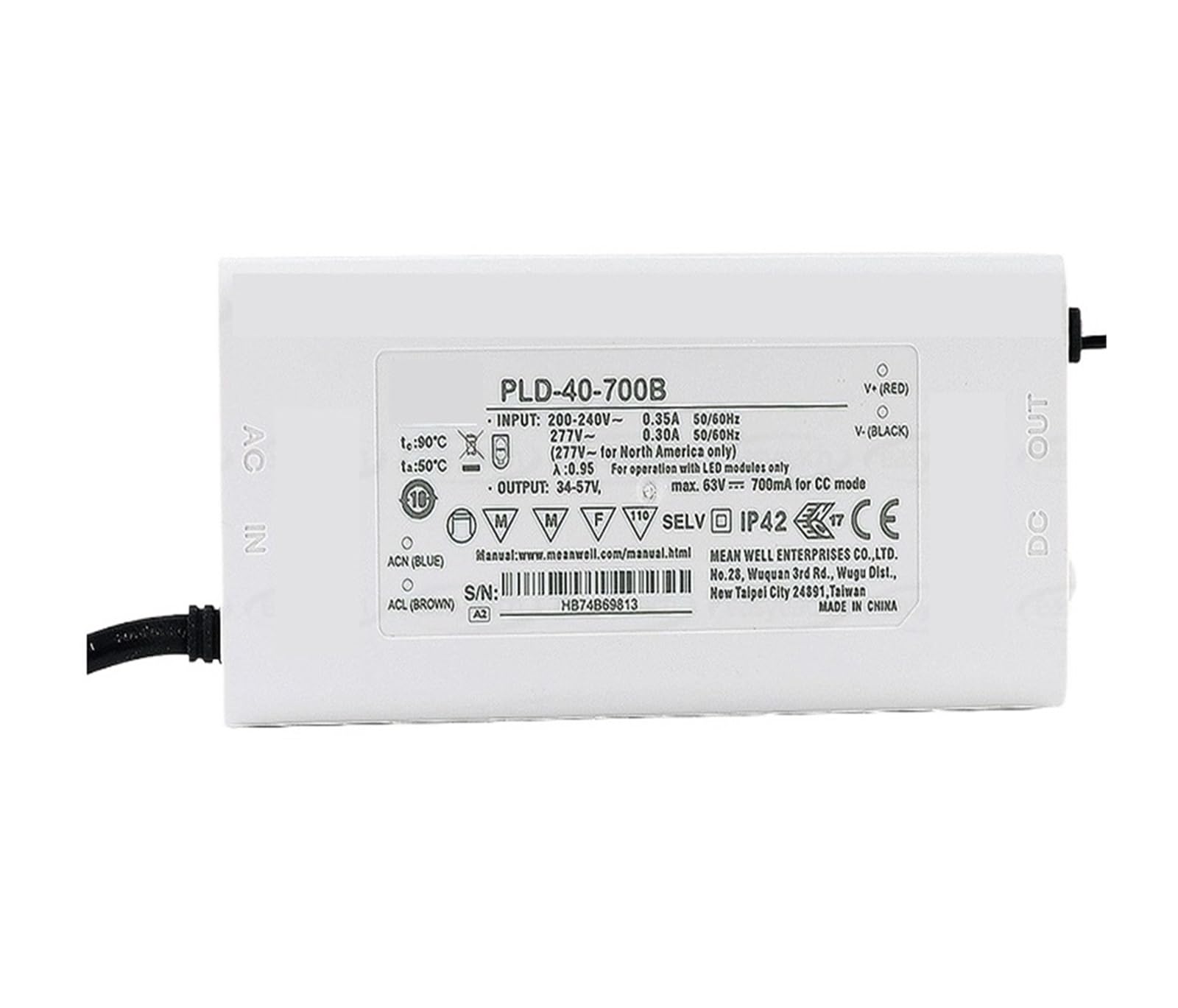 SWEWDSQG PLD-40-700B Power Supply 40W 700mA Waterproof Constant Current Power Supply