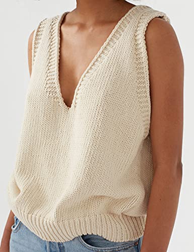 Locachy Women's V Neck Sleeveless Knit Pullover Sweater Vest Casual Cami Tank Top3