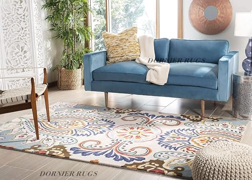 Image of 8x12 Ft Wool Tufted Carpet - Extra Large Handmade Wool Rug for Spacious Bedrooms & Living Rooms