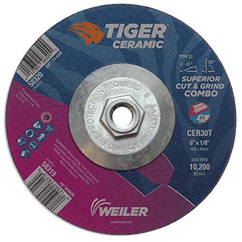 Roulettes céramique Weiler 58320 type 27 lot de 10 disques 6x1/8 écrou 5/8-11