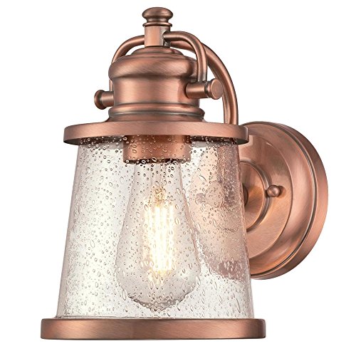 Westinghouse 6361000 Emma Jane One Light Washed Copper Finish with Clear Seeded Glass Outdoor Wall Fixture White