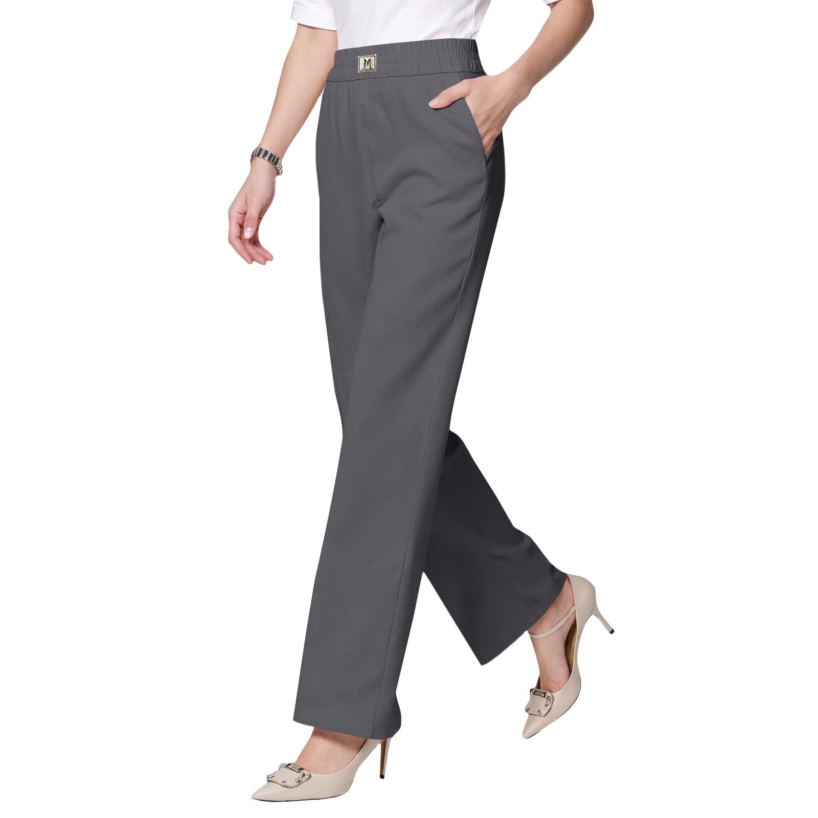 Glamorease - Perfect Drape High Rise Pull-On Stretch Pants Women Glamour Ease Linebalm Pants for Ladies Over 50