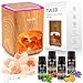 Rulco Aroma Diffuser mit Salzkristall aus Punjab Pakistan und 4 Ätherische Öle Set. Aromatherapie & Salztherapie Ionisator 2 in1.Ultraleise Luftbefeuchter mit 7 Farbe LED. Ultraschall Raumbefeuchter
