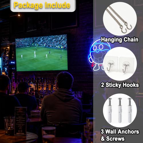 Image of Soccer Neon Sign for Wall Decor Light Up Sign Led Signs for Room Party Home Wall Decor USB Powered