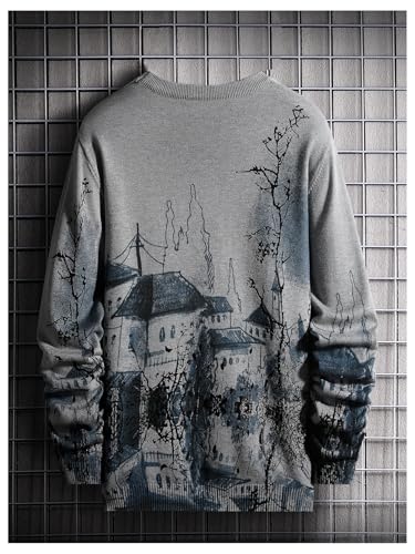SOLY HUX Men's Long Sleeve Graphic Sweater Crew Neck Drop Shoulder Casual Pullover Tops Knitwear2