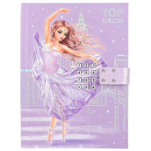 Depesche 12428 Topmodel Ballet - Diario Con Código De Números Y Sonido, Libro Morado Con Diseño De Modelo Y 80 Páginas A Rayas, Ilustradas De Colores