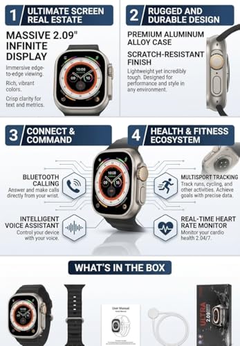 Image of ar T10 Ultra 2.09 inch Infinite Display Smart Watch | Bluetooth Calling Smartwatch | Fitness Tracker with Heart Rate Monitor, Sports Modes & Notifications