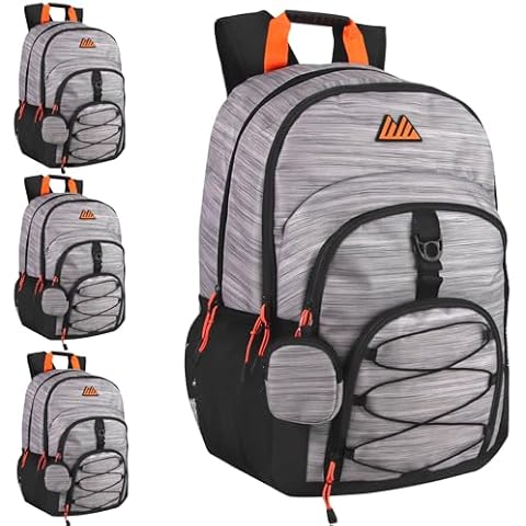 Summit Ridge Dual Compartment Bulk Laptop Backpacks for Homeless, Adults | 19 Inch Backpacks Bulk with Backpack Earbud Case Holder/Mini Backpack Wallet Keychain Cover