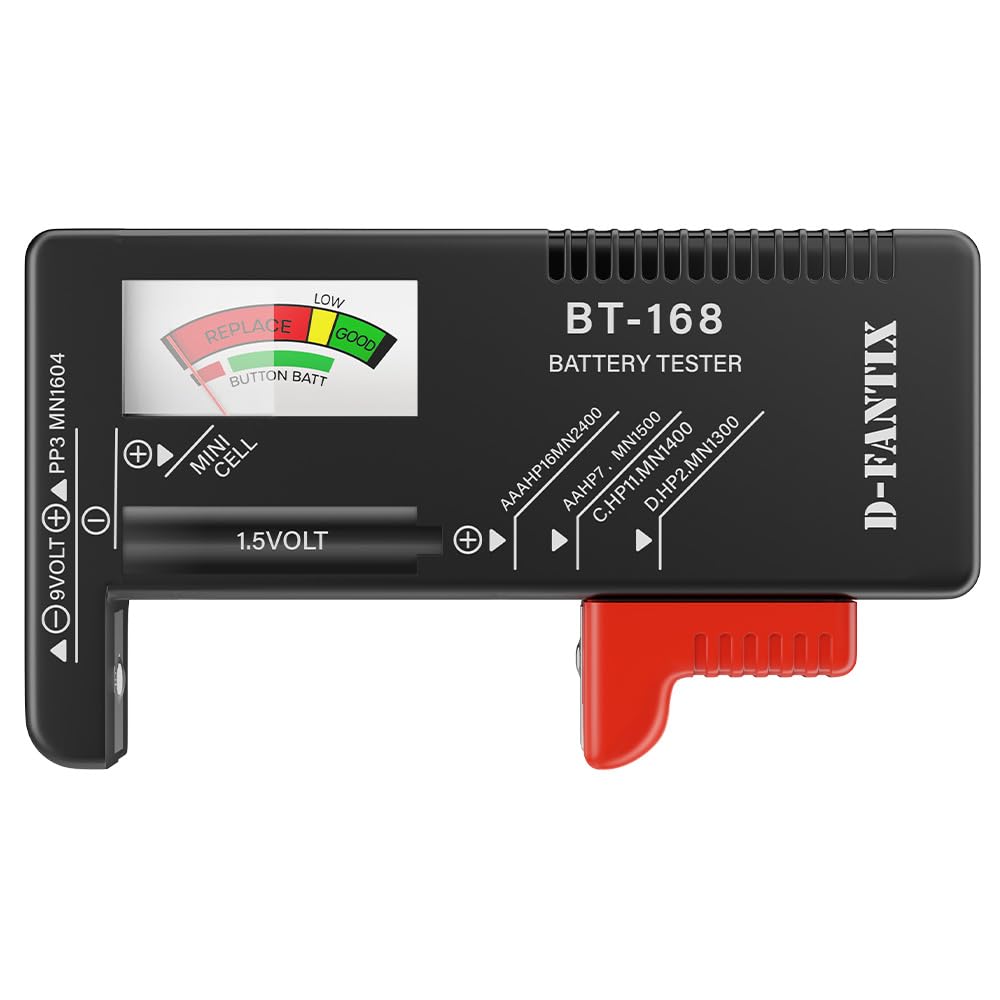 D-FantiX Testeur de Piles Universel BT-168 pour AA AAA C D 9V 1.5V