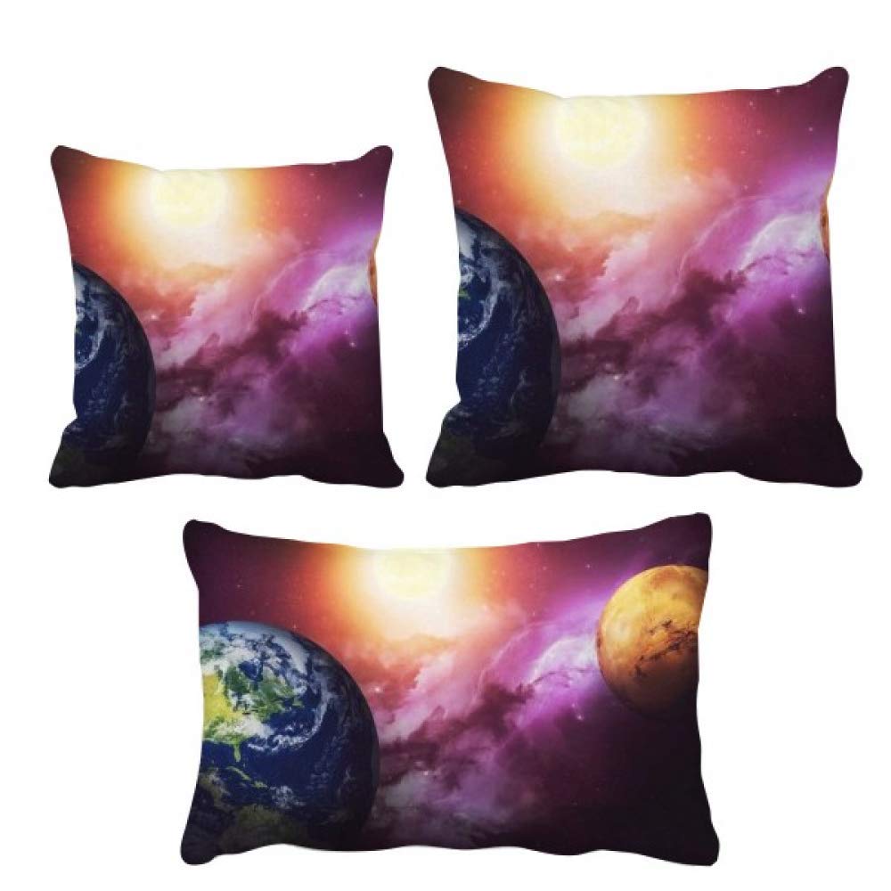 Housse de coussin Planet Earth rouge et bleue pour décoration de maison moderne