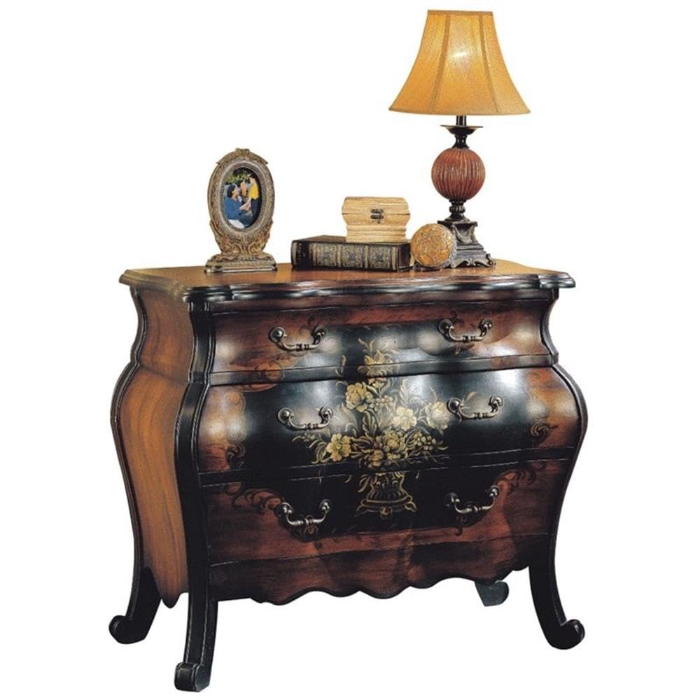 Acme Roma 3 Drawers Bombay Chest in Antique Black and Oak