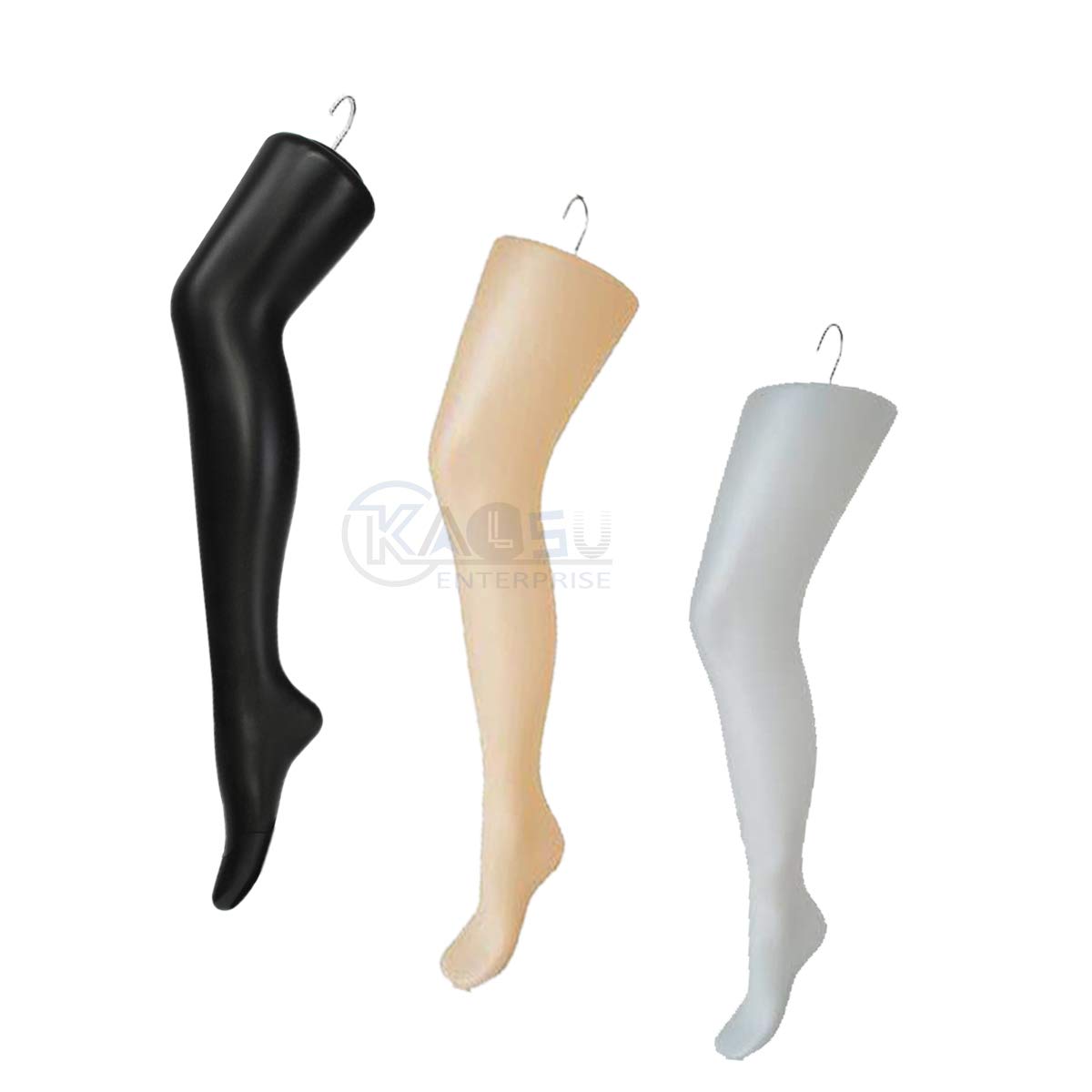 KALSUTANSHI ᵀᴹ : Female 3 in 1 Legs Half Body Mannequin Dummy Display Hangers for Jeans Legging Pants Socks (Black-White-Skin)