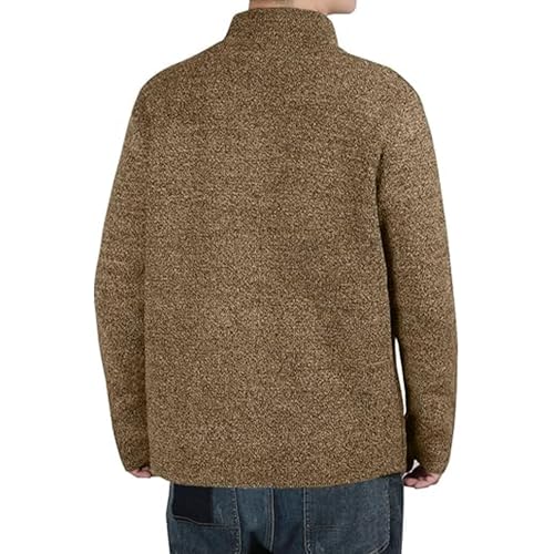 Men's Blazer Collar Long Sleeve Button Sweater Regular Fit Knit Men Cardigans Casual Sweater Sport Pockets Coat Khaki4