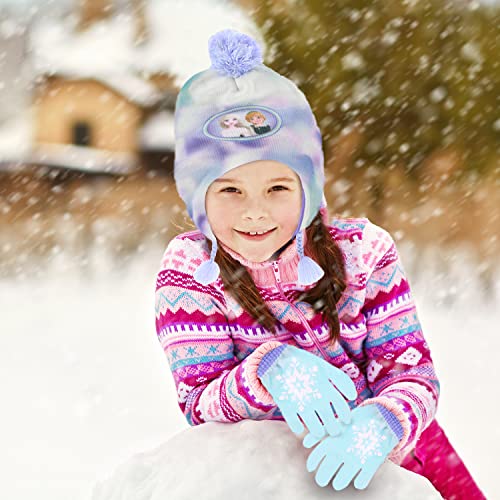 Disney Frozen Girls and Toddler Beanie Hat and Toddler Snow Gloves, Elsa and Anna Kids Toddler Winter Hat with Snow Gloves4