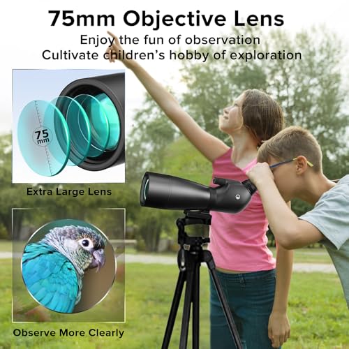 Spotting Scope 25-65x75mm - URBANCOAST Portable Spotting Scopes with Full Size Tripod, Carrying Bag, and Scope Phone Adapter - Ideal for Bird Watching