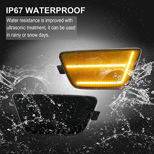R&F Auto Smoked Led Amber Front Bumper Marker Light Replacement For C'hevy Cruze 2011 2012 2013 2014 2015, For Cruze Limited 2016 Driver And Passenger Side Blinker Lamps Fender Turn Signal Lights #TOP6