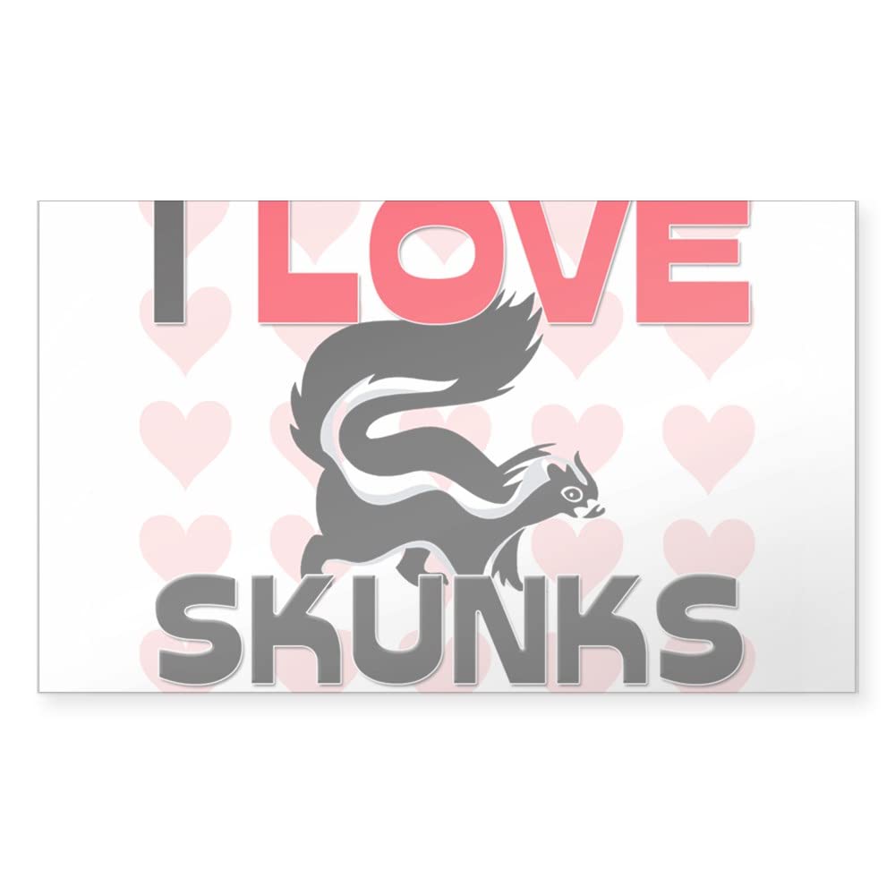 CafePress I Love Skunks Rectangle Sticker Rectangle Bumper Sticker Car Decal