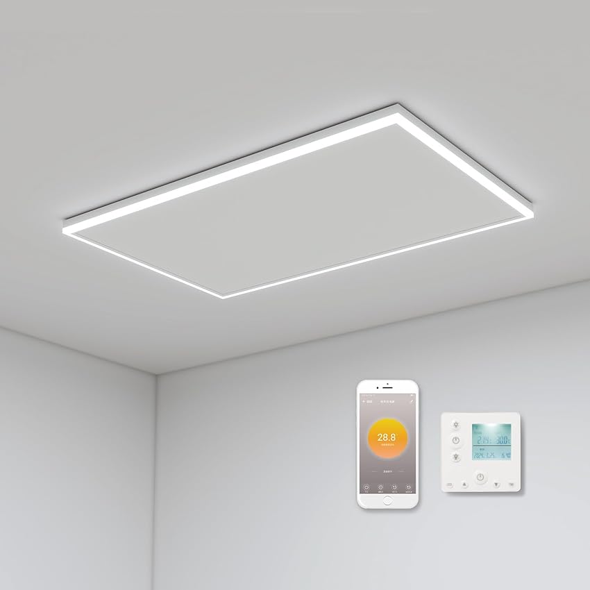 Riscaldamento a infrarossi, montaggio a soffitto, 700 Watt, riscaldamento a infrarossi, con illuminazione a LED, riscaldamento a infrarossi, soffitto con termostato, controllo tramite app