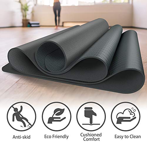 SYOSIN Yoga Mat with Carrying Strap, Inch TPE Non-Slip Thick Yoga mats for Women Workout Exercise Mat, Eco Friendly Fitness Mat for Training, Yoga, Exercise