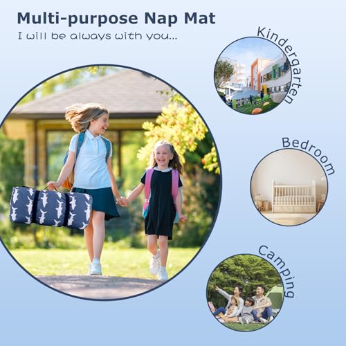 Image of 100% Cotton Kids Toddler Lightweight and Soft Nap Mat- Shark