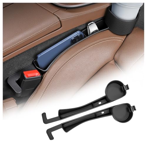 AKWDSL 2PCS 3-in-1 Car Seat Gap Filler with Bracket Hook & Cup Holder