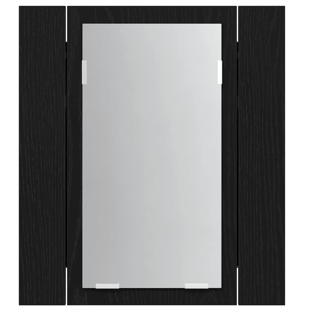 Szafka łazienkowa z lustrem LED, dąb czarny, 40 x 12 x 45 cm, materiał drewnopochodny z oświetleniem RGB, złącze USB, montaż ścienny, oszczędność miejsca, duża przestrzeń do przechowywania