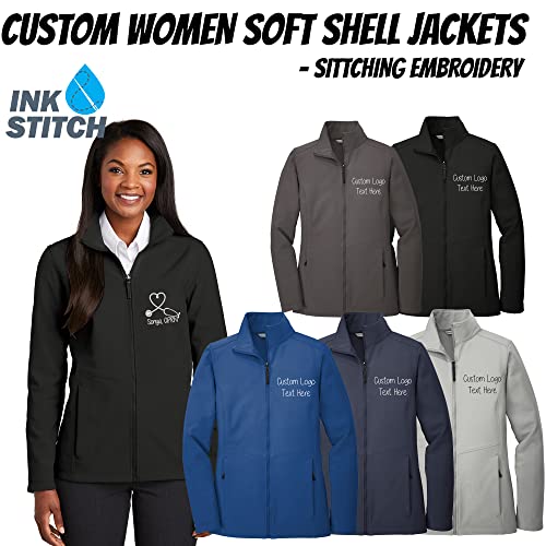 INK STITCH Women Custom L901 Customized Personalized Add Your Own Logo Texts Embroidery Collective Soft Shell Jacket3