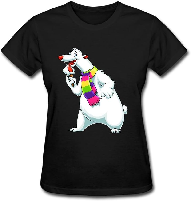 Women's Custom Cartoon White Bear Eats Ice Cream T shirt By MSNZS